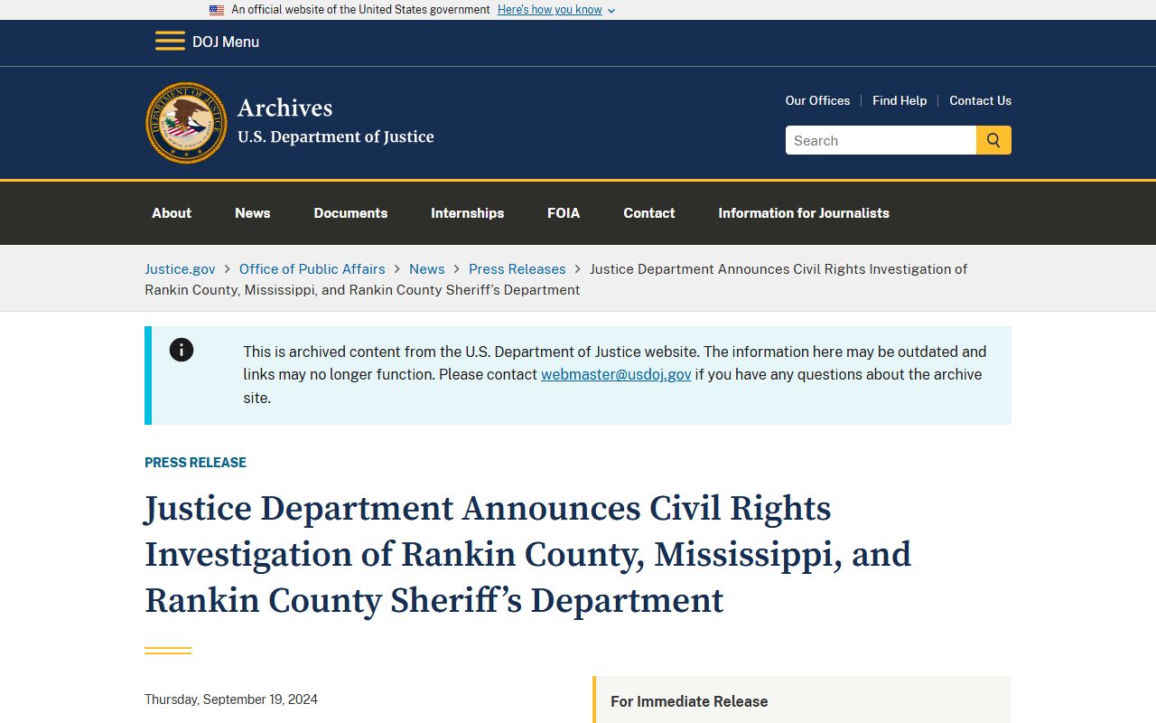 Rankin County court records and the DOJ civil rights investigation notice