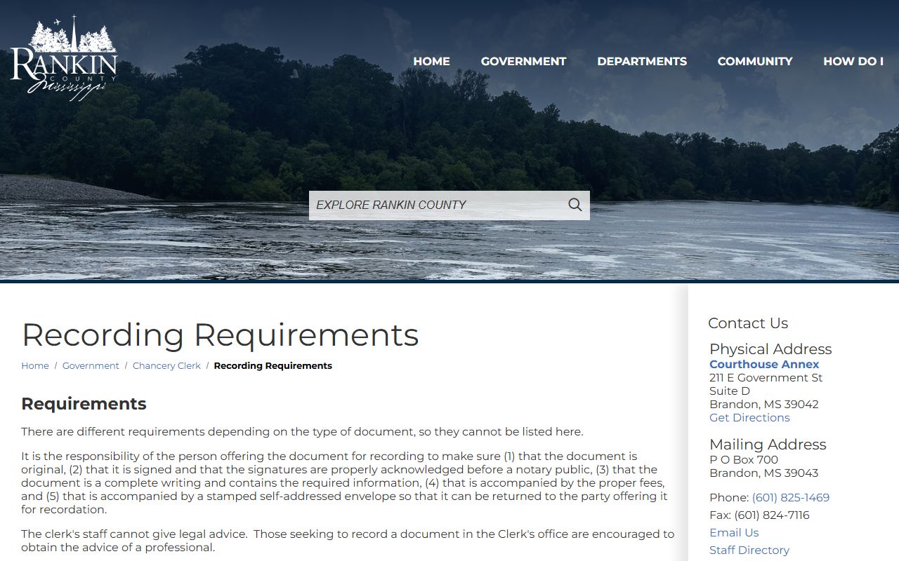 Rankin County court records recording requirements page