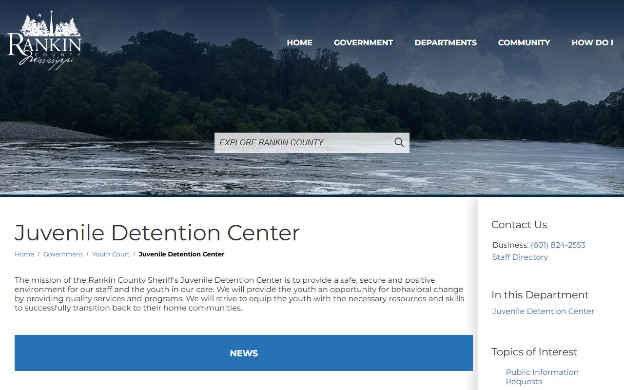 Rankin County criminal court records Sheriff Juvenile Detention Center