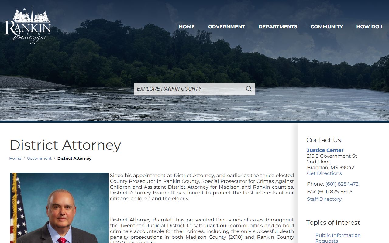 Rankin County criminal court records District Attorney office page