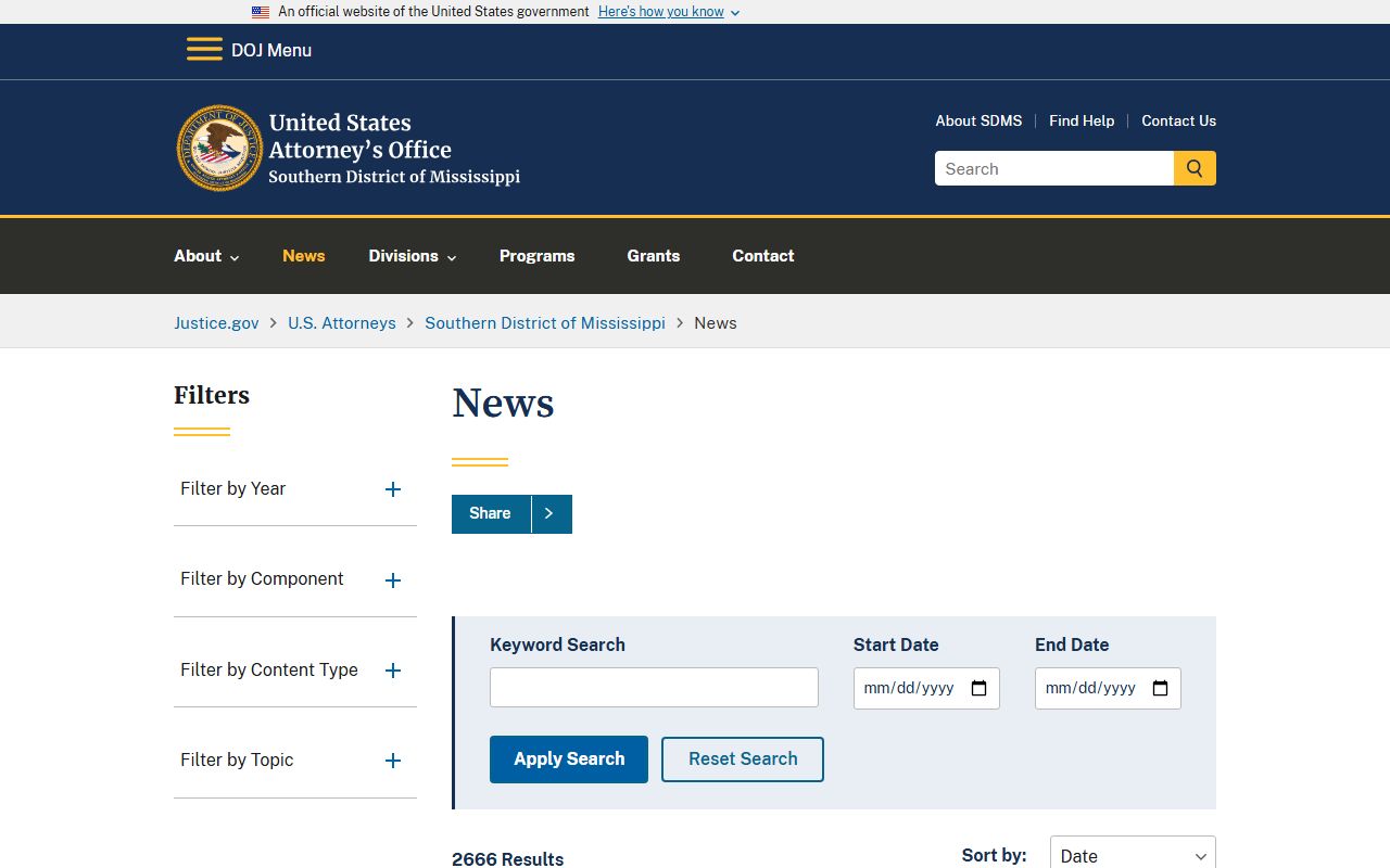 Rankin County criminal court records U.S. Attorney press releases