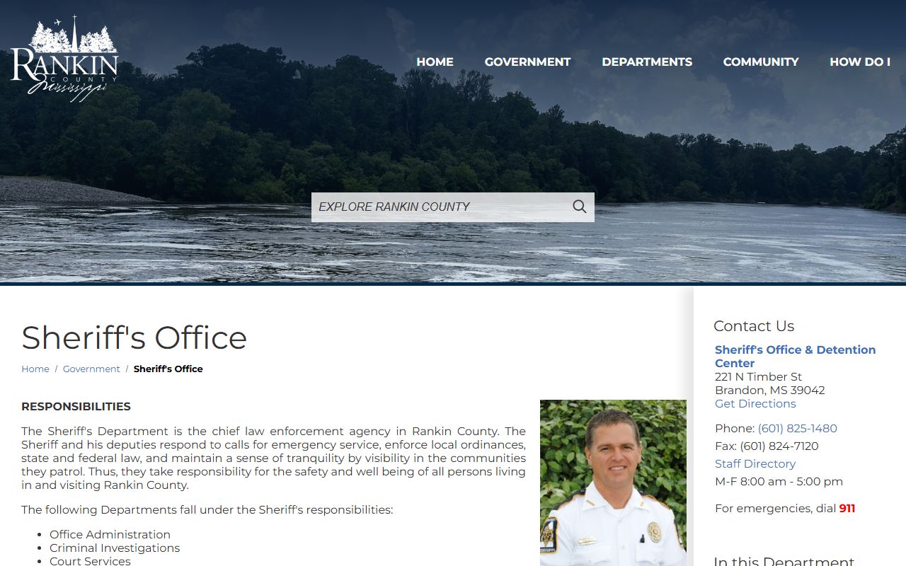 Rankin County Sheriff's Office public records and divisions page