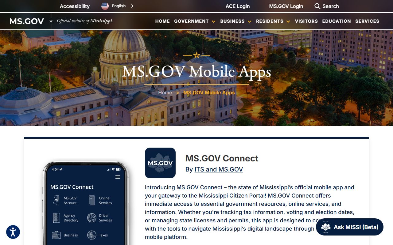 Rankin County inmate related Mississippi MS.GOV mobile apps page