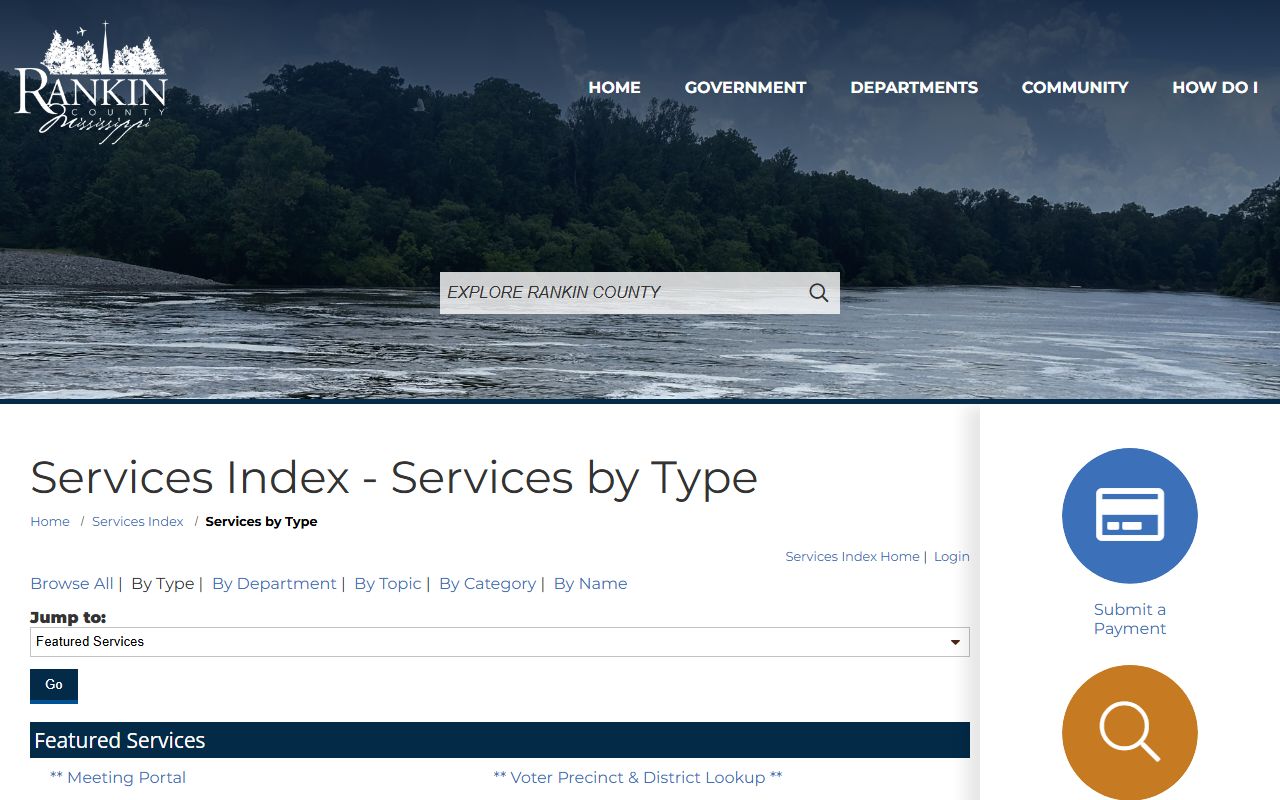 Rankin County marriage license listed on the county services index